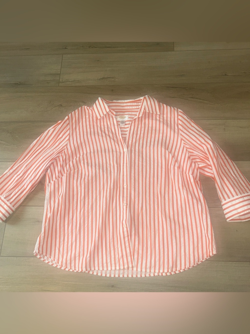 Talbots Striped Shirt Women 20W Candy Stripe Orange Preppy Nautical Resort Mom